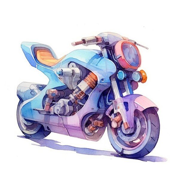 Une aquarelle d'une moto bleue avec le mot honda dessus.