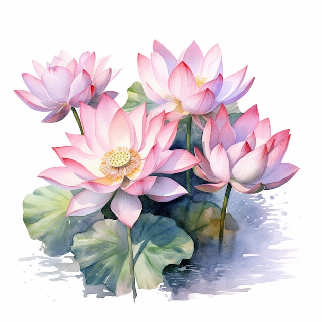 Une aquarelle d'un nénuphar rose