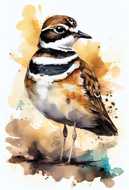 Une aquarelle d'un oiseau avec des rayures sur son corps.