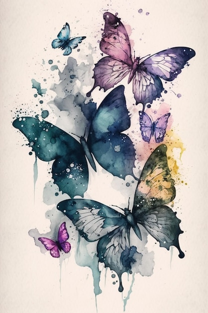 Une aquarelle de papillons.