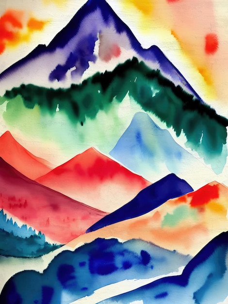 Photo aquarelle paysage peint à la main boho abstrait moderne mur art peint paysage nature paysage