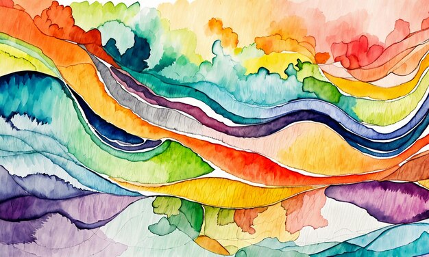Aquarelle peinture abstraite colorée illustration dessin animé style papier peint fond design
