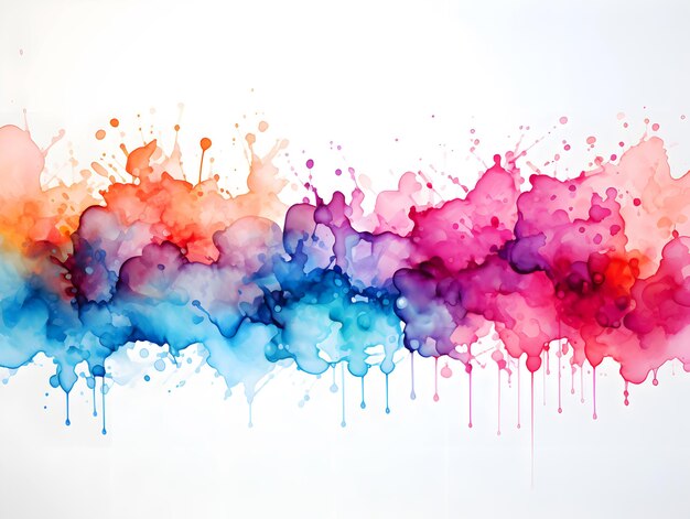 Aquarelle et peinture explosion colorée splash couleur éclaboussures taches coups de pinceau