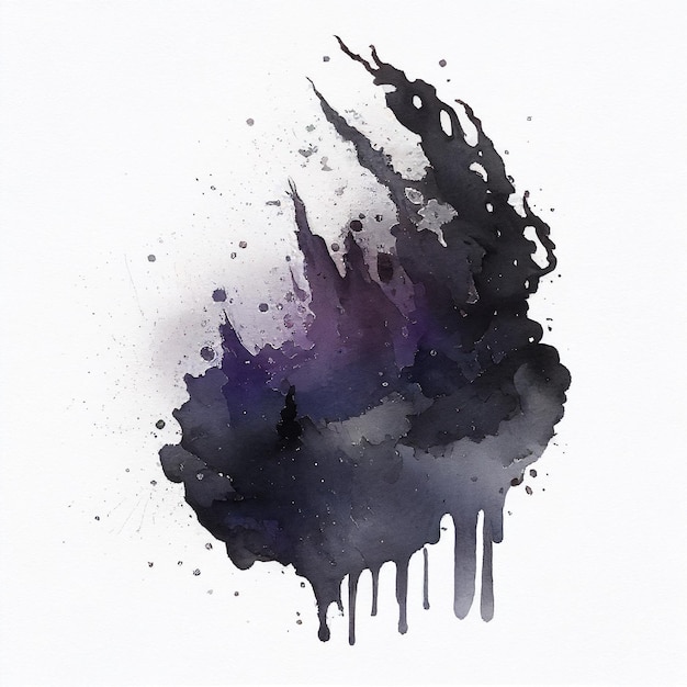 Une aquarelle avec de la peinture violette et bleue et le mot forêt dessus.