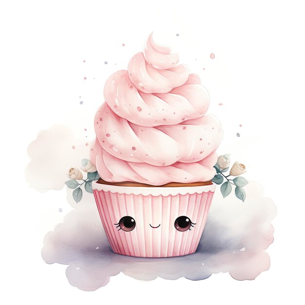 Photo aquarelle de petit gâteau