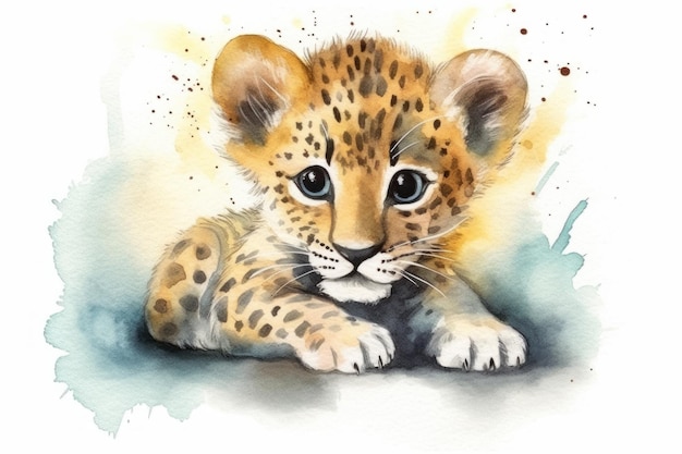 Une aquarelle d'un petit léopard