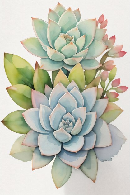 Aquarelle, Plantes Succulentes Clipart