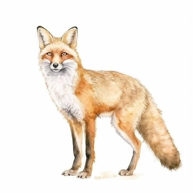 Une aquarelle d'un renard roux