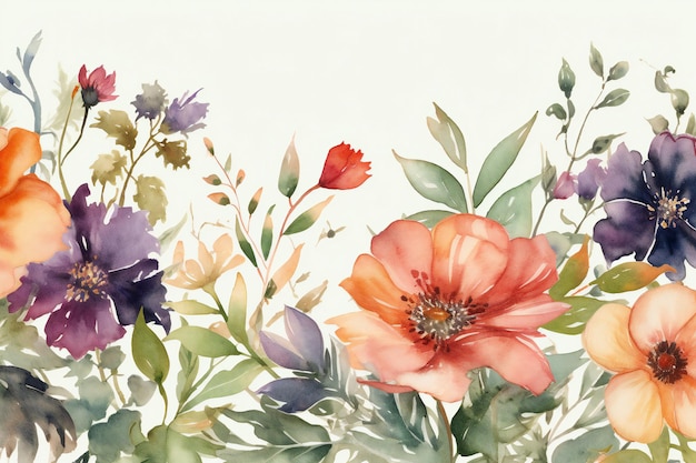 Une aquarelle représentant un bouquet de fleurs