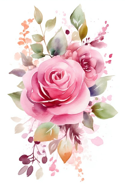 Une aquarelle représentant un bouquet de roses.