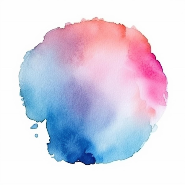 Une aquarelle représentant un cercle bleu et rose.