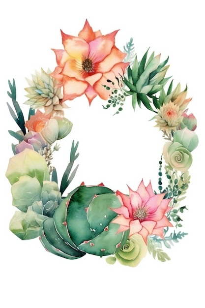 Une aquarelle représentant une couronne de cactus.