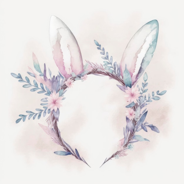 Une aquarelle représentant une couronne d'oreilles de lapin.