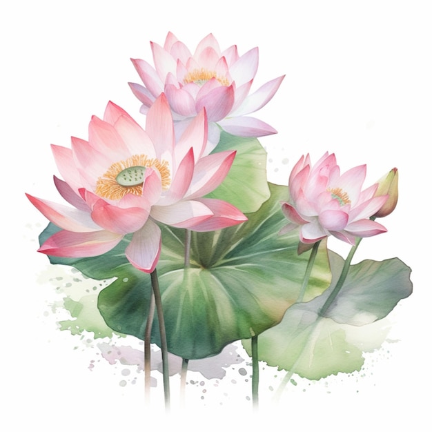 Une aquarelle représentant une fleur de lotus