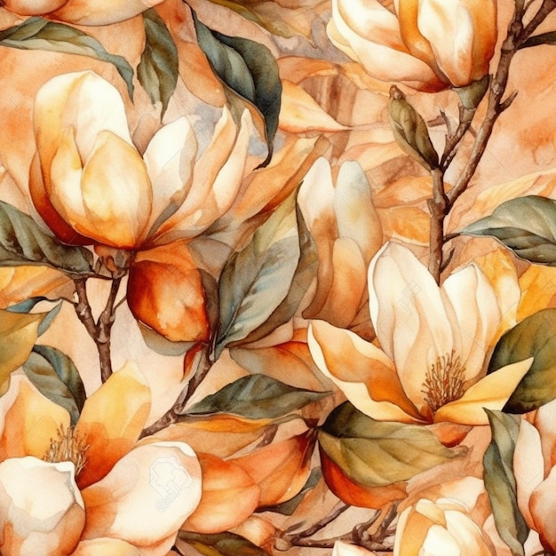 Une aquarelle représentant une fleur de magnolia.