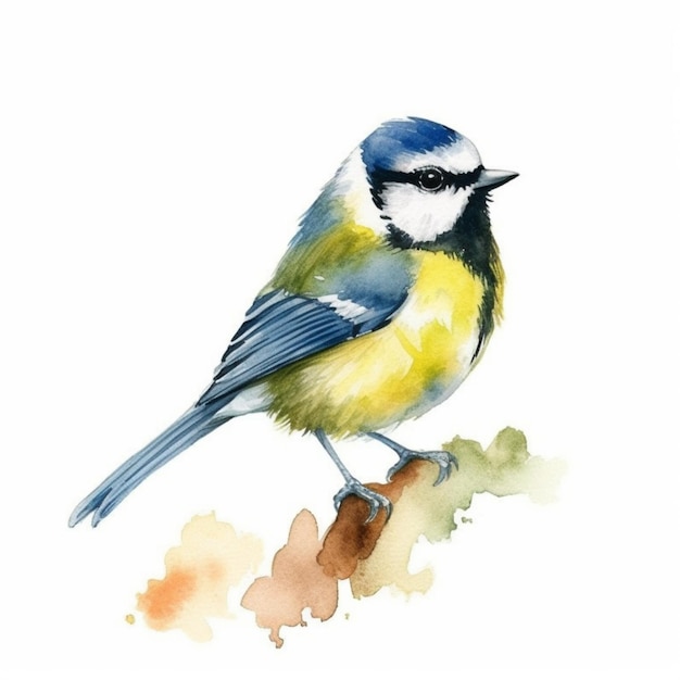 Une aquarelle représentant un oiseau bleu