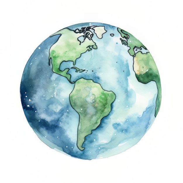 Une aquarelle représentant la terre