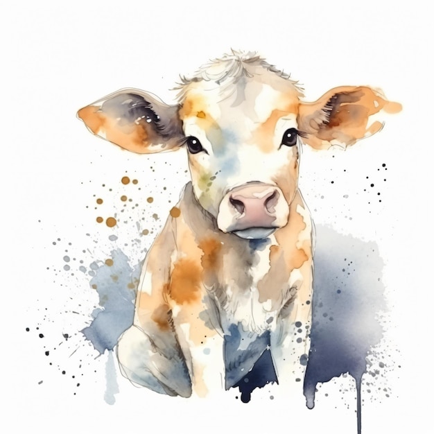 Une aquarelle représentant une vache