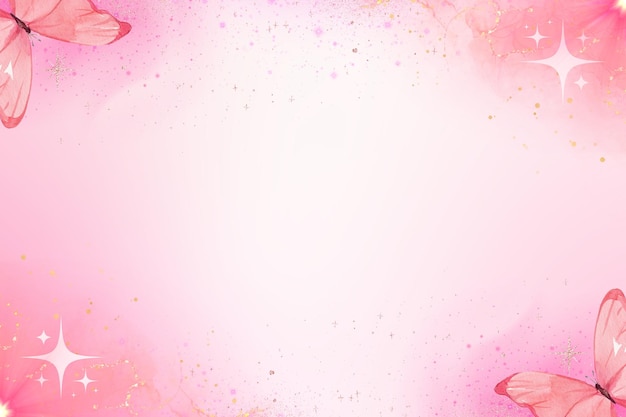 L'aquarelle rose du papillon Linktree à l'arrière-plan 1