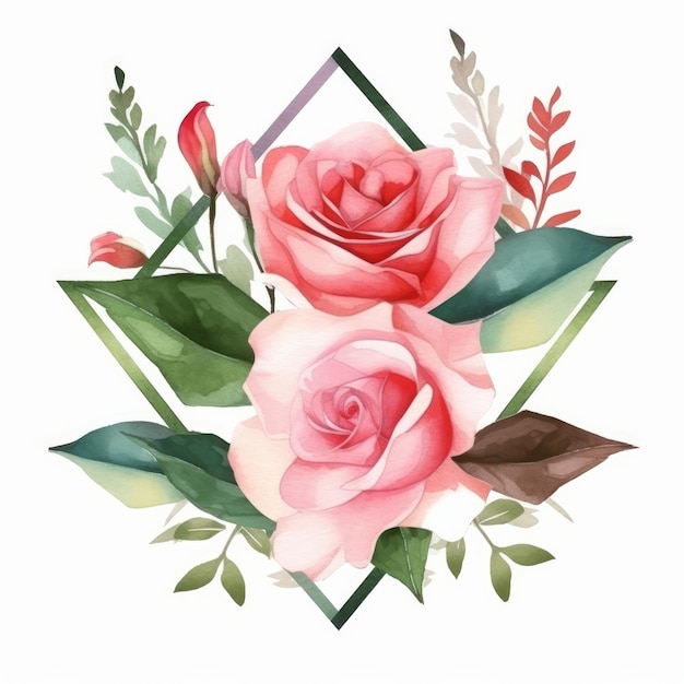 Aquarelle Rose fleur Illustration AI GenerativexA