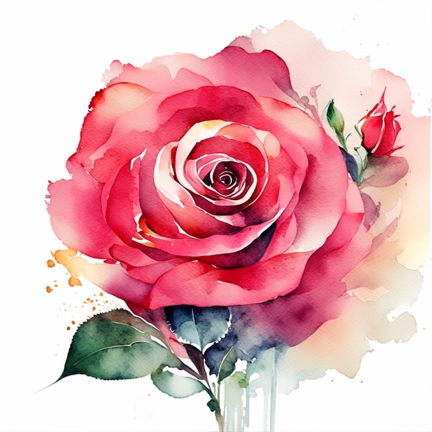 Aquarelle Rose fleur Illustration Générative AI