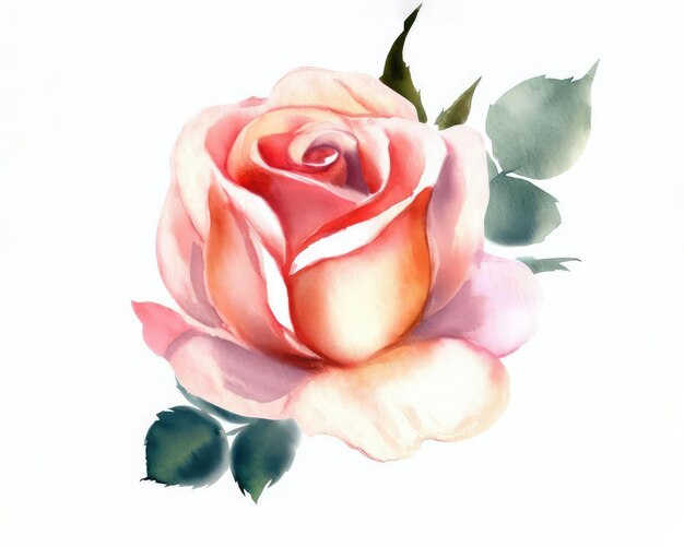 Aquarelle rose en fleurs sur fond blanc