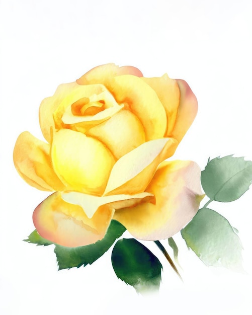 Aquarelle rose en fleurs sur fond blanc