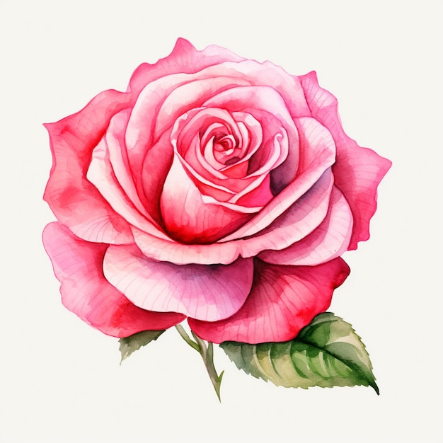 Aquarelle à la rose rose chaude Clipart