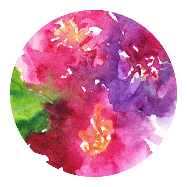 Aquarelle rose violet fleur floral pivoine rose oeillet feuille composition cercle isolé art illustration