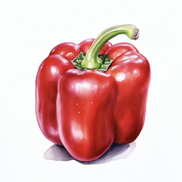 aquarelle rouge capsicum sur fond blanc