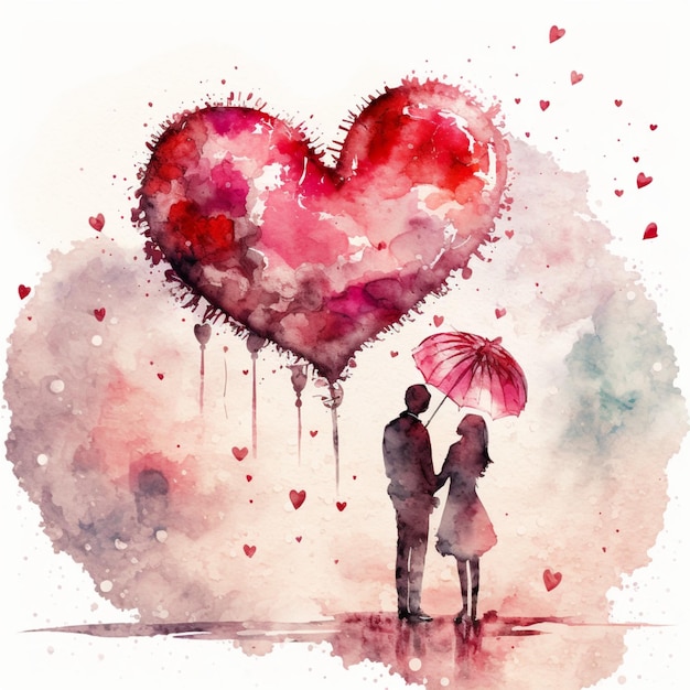 Aquarelle Saint Valentin Coeur Amour Art Illustration Créative