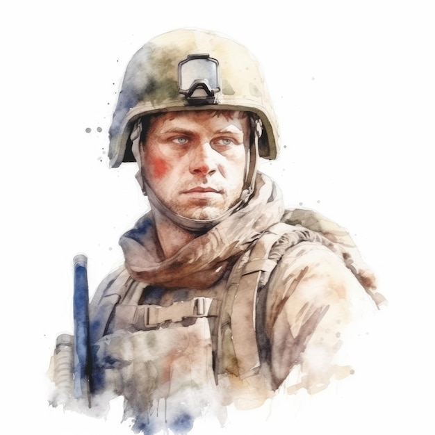 aquarelle d'un soldat sur le champ de bataille