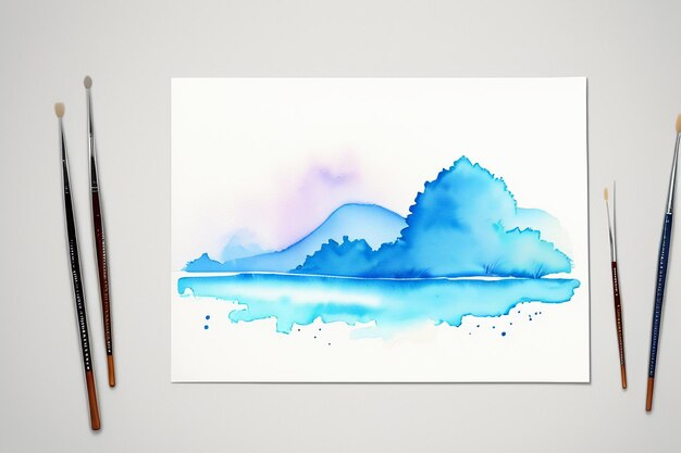 Photo aquarelle splash encre bleu image de fond belle couleur peinture effet de tache fond simple