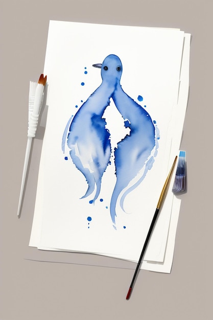 Aquarelle splash encre bleu image de fond belle couleur peinture effet de tache fond simple