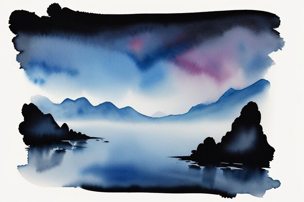 Aquarelle splash encre bleu image de fond belle couleur peinture effet de tache fond simple