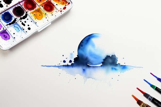 Aquarelle splash encre bleu image de fond belle couleur peinture effet de tache fond simple