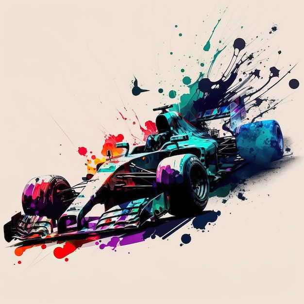 Aquarelle Sports Illustration Numérique Voiture De Formule 1 Créative