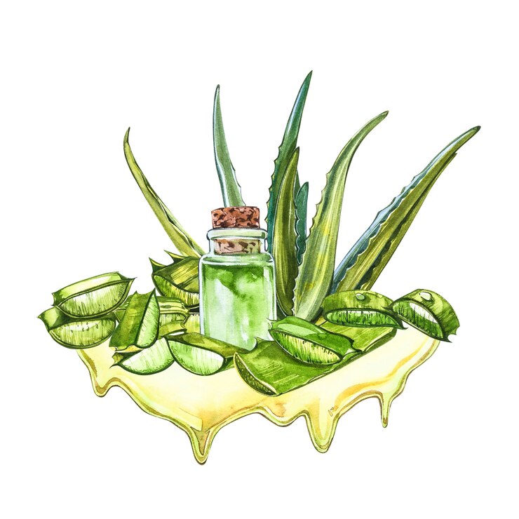 Aquarelle succulente plante d'aloe vera