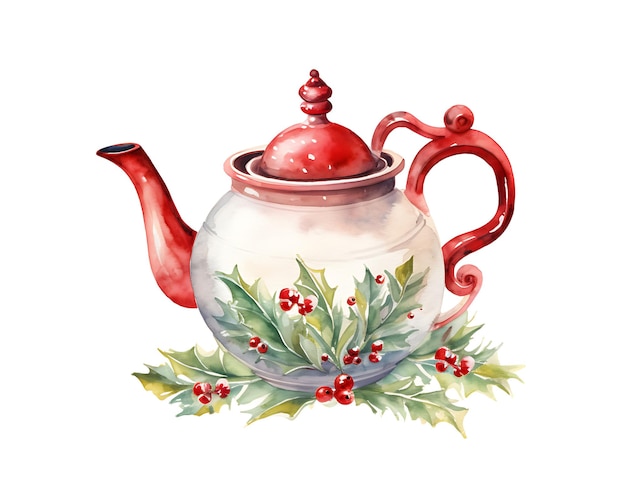 Aquarelle de thé de Noël