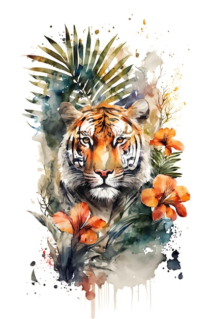 aquarelle de tigre. ai généré