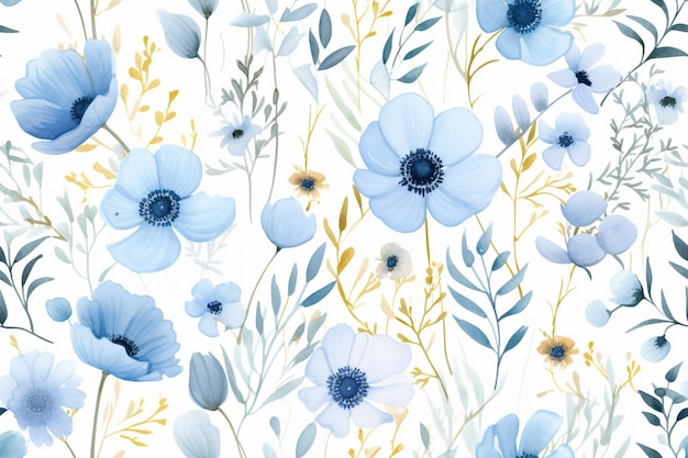 Aquarelle Transparente Hortensia Bleu Bliss Aquarelle Poppy Paradise