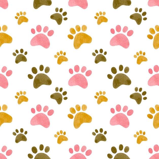 Aquarelle transparente motif d'empreintes de patte de chat Fond d'aquarelle de patte de chat