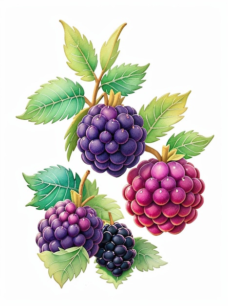 aquarelle trois illustration de fruit de myrtille