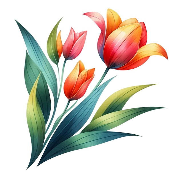 L'aquarelle de la tulipe est en fleur de printemps.