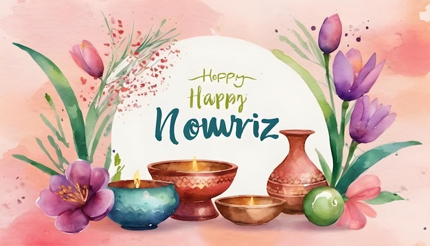 Photo l'aquarelle vectorielle libre fête le joyeux nowruz