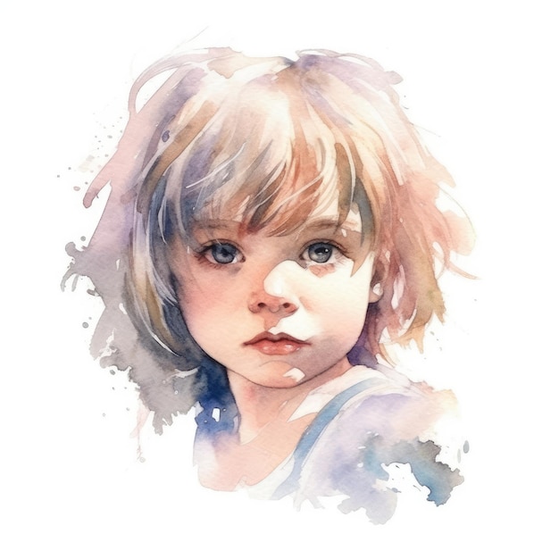 Aquarelle d'un visage d'enfant