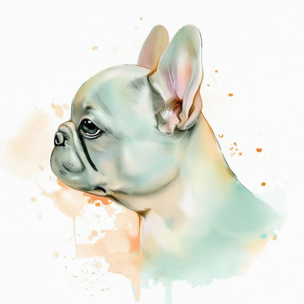 Aquarelles captivantes Portrait de chiot bouledogue français