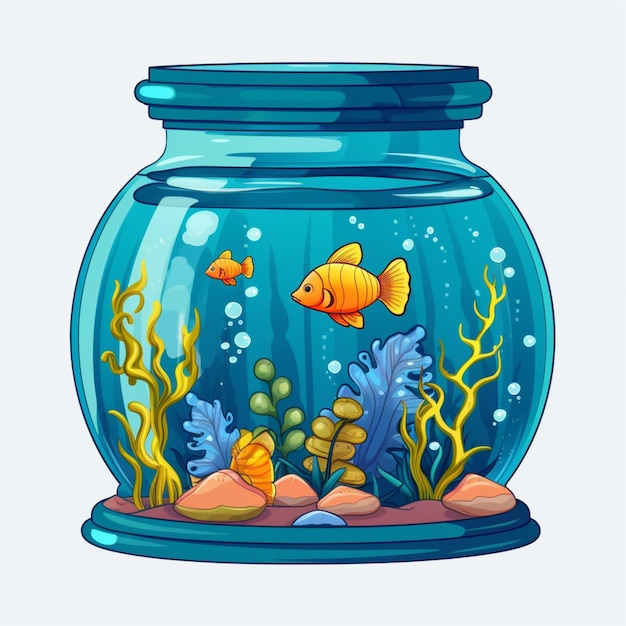 Aquarium 2d illustration vectorielle de dessin animé sur fond blanc