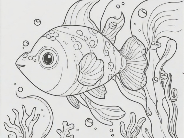 Photo un aquarium et de petits dessins de poissons pour enfants