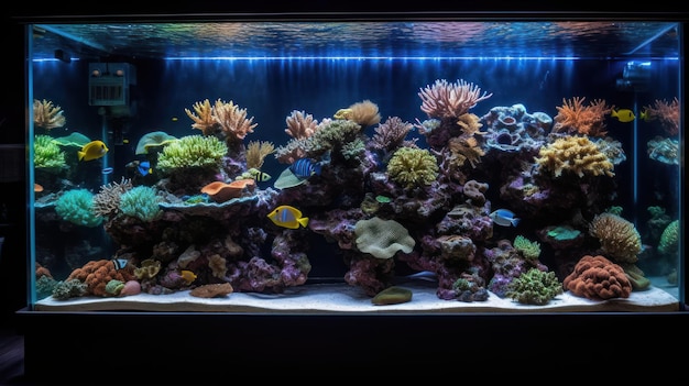 Un aquarium avec un récif de corail